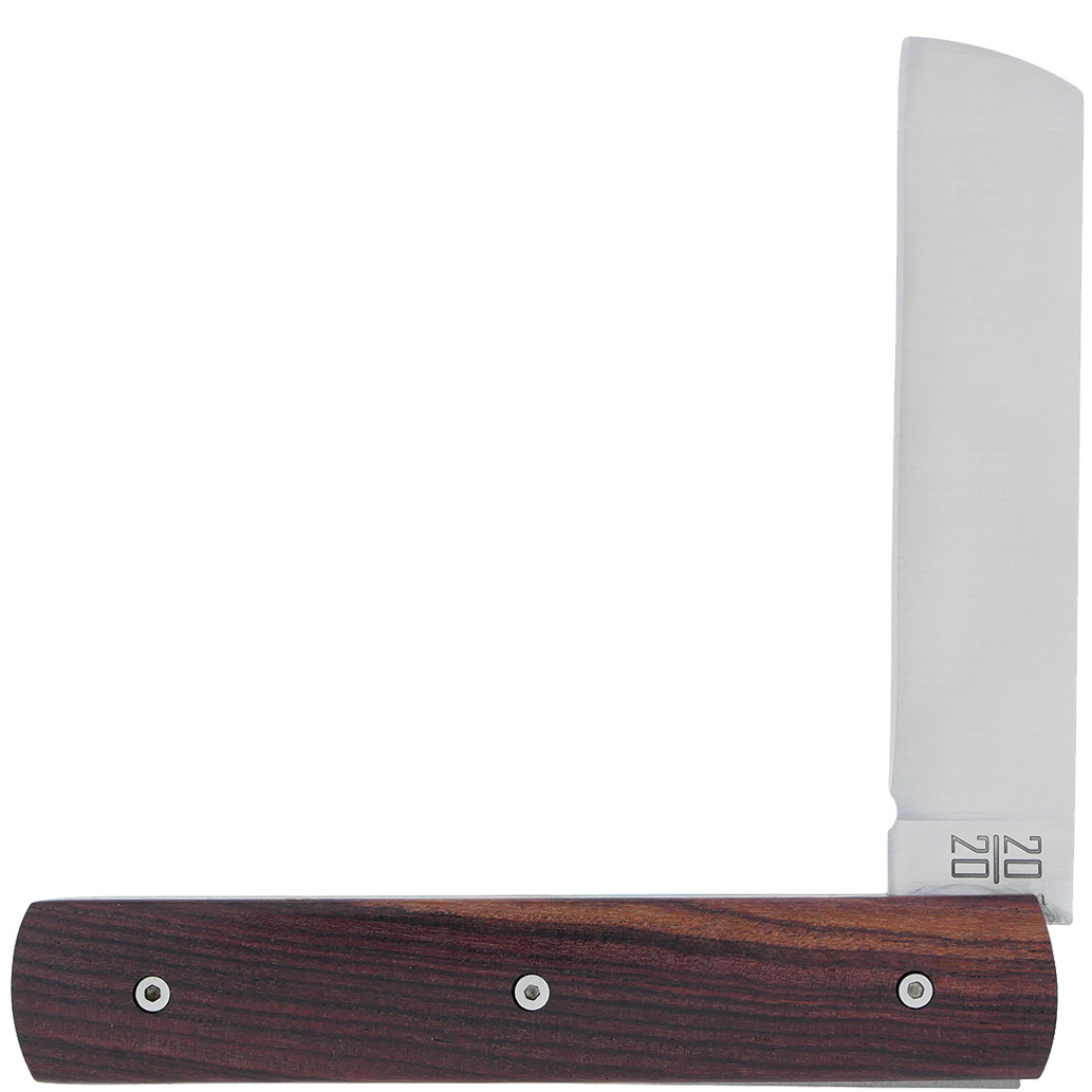 Le 20/20 Couteau Pliant Plein Manche Bois de Violette 11cm Ressort Lisse Personnalisable Finition Brossée