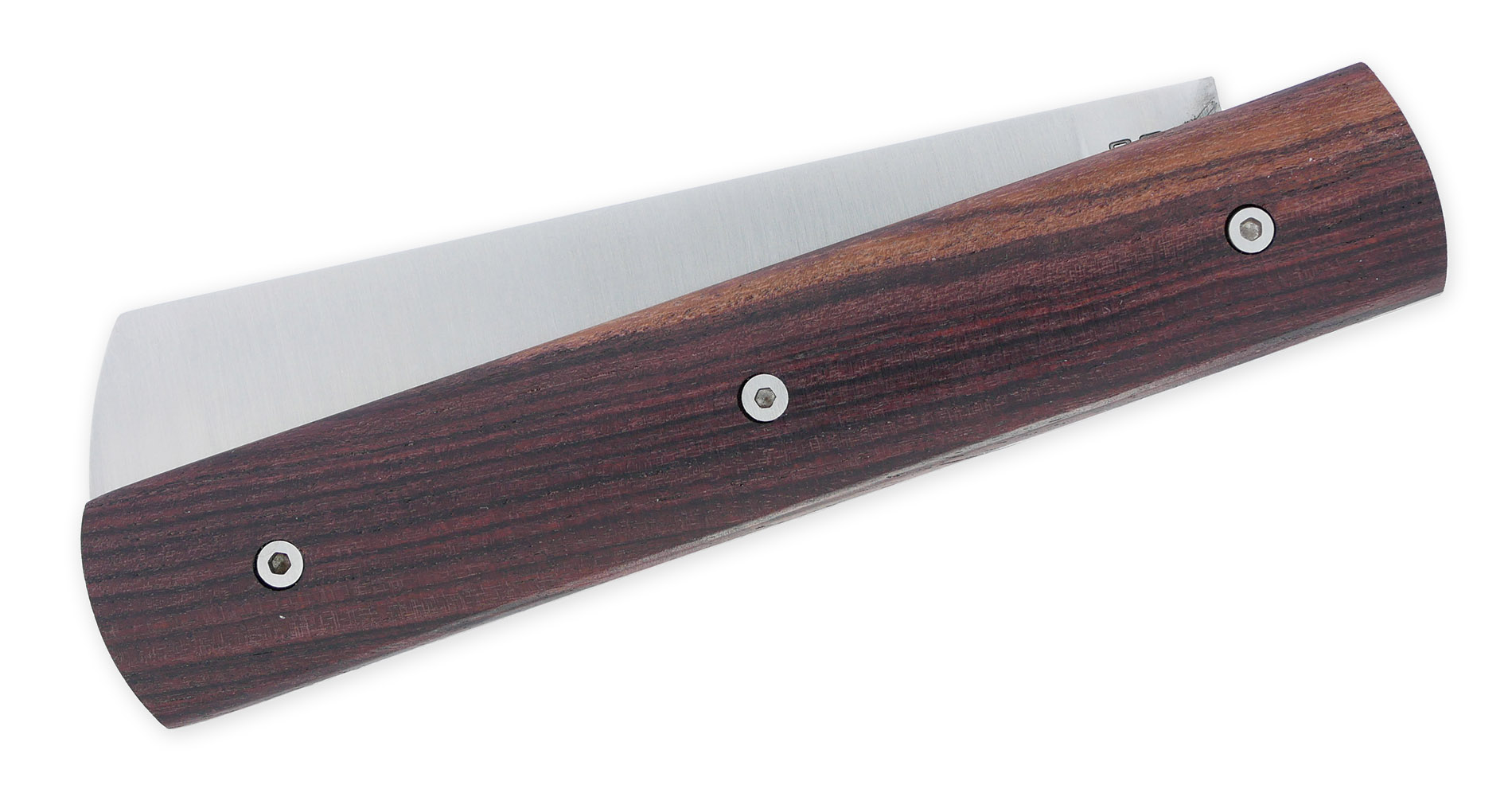 Le 20/20 Couteau Pliant Plein Manche Bois de Violette 11cm Ressort Lisse Personnalisable Finition Brossée