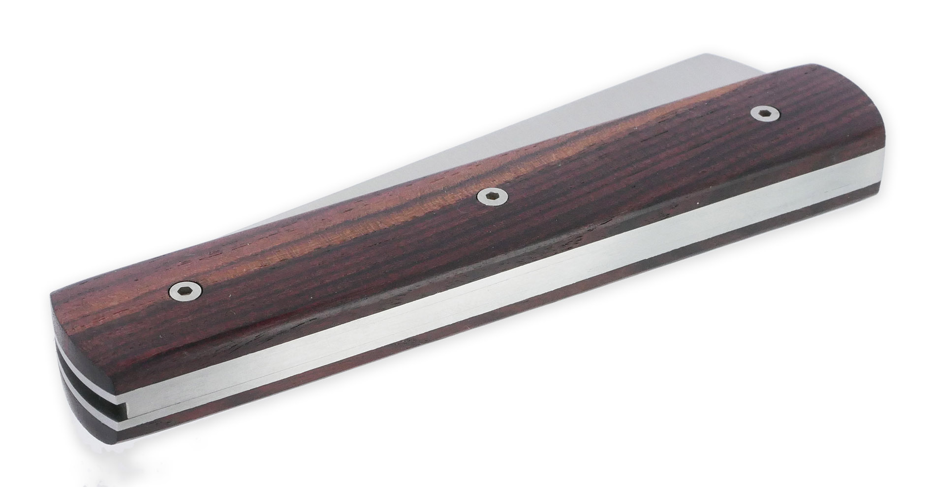 Le 20/20 Couteau Pliant Plein Manche Bois de Violette 11cm Ressort Lisse Personnalisable Finition Brossée