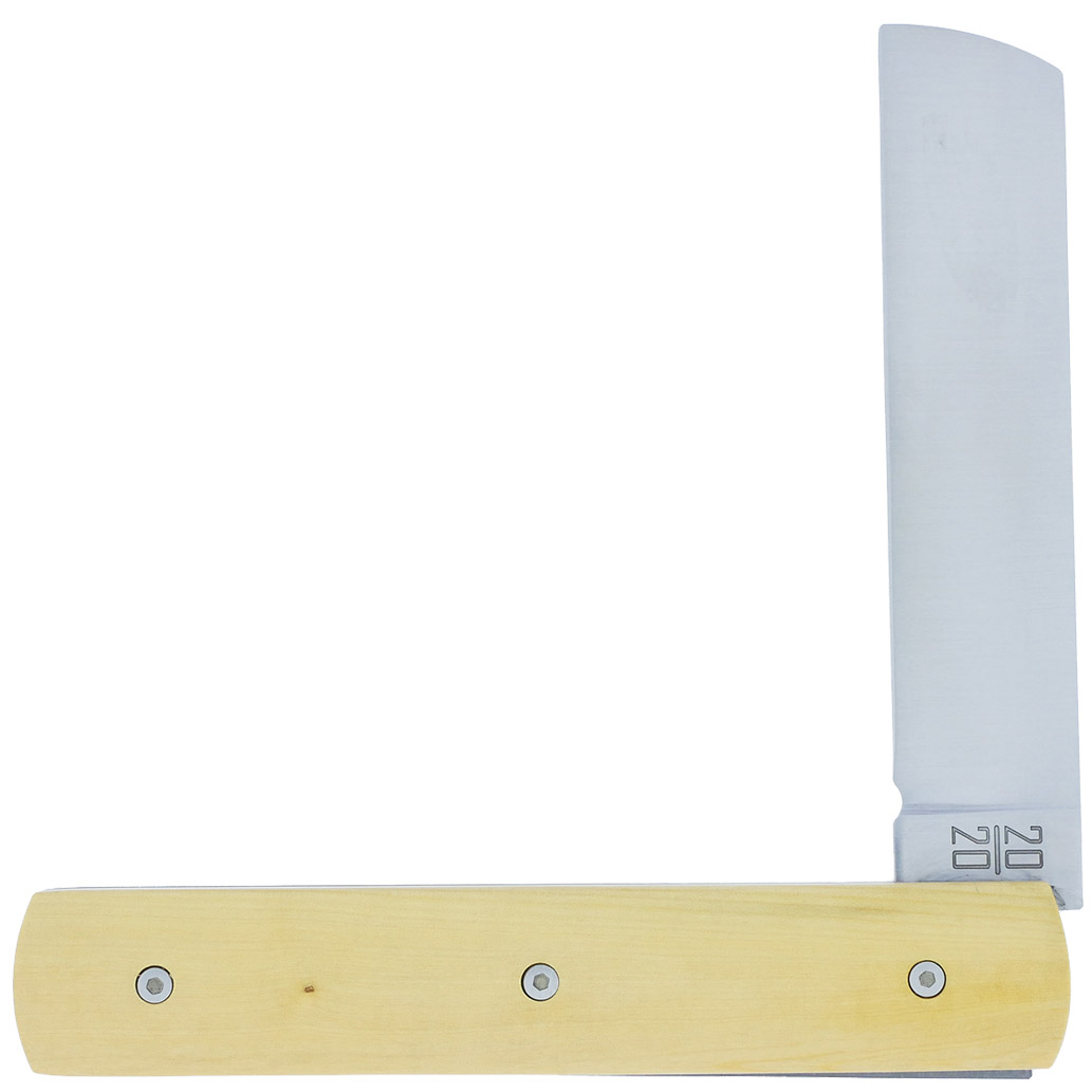 Le 20/20 Couteau Pliant Plein Manche Buis 11cm Ressort Lisse Personnalisable Finition Brossée