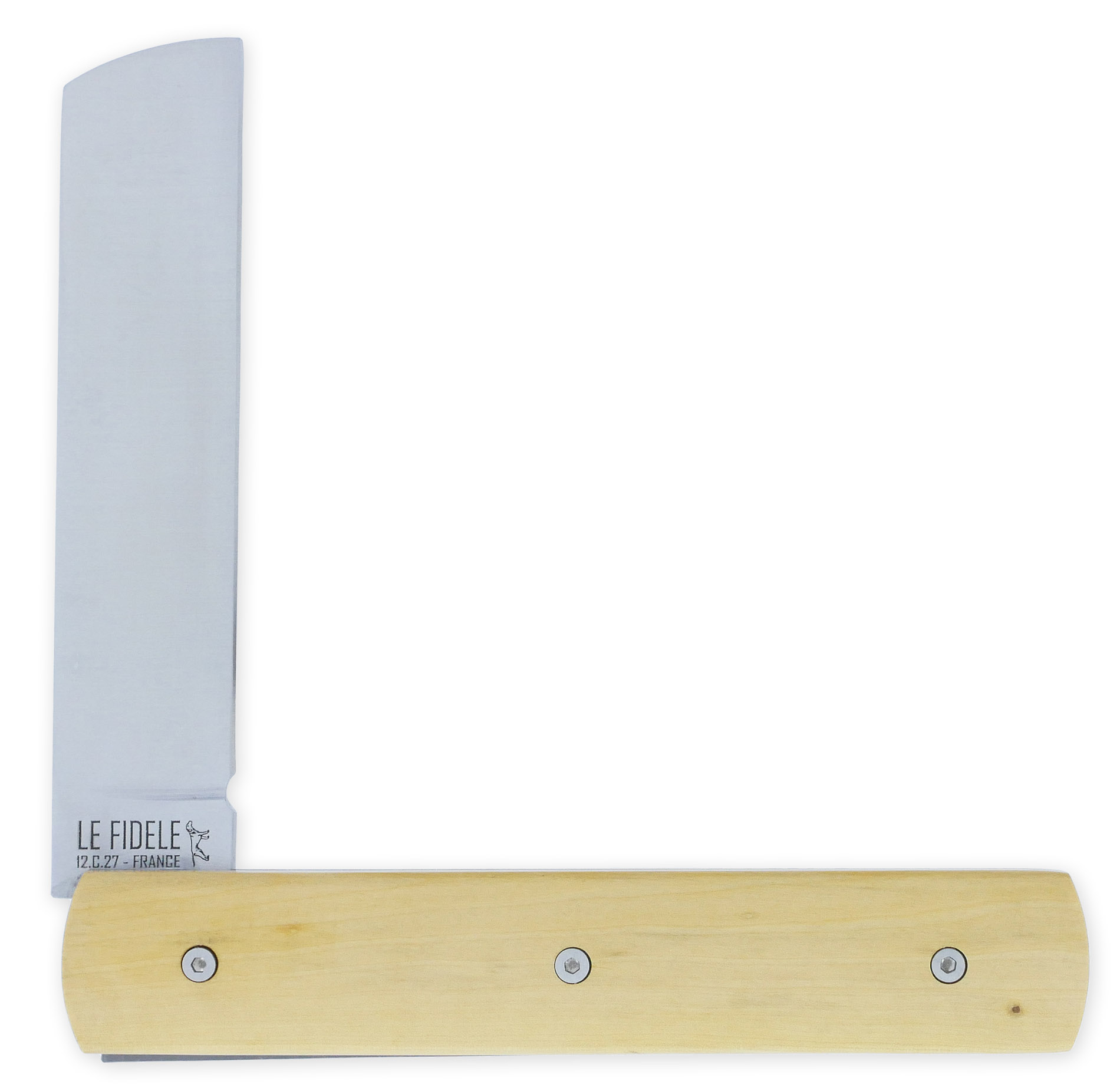 Le 20/20 Couteau Pliant Plein Manche Buis 11cm Ressort Lisse Personnalisable Finition Brossée