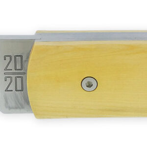 Le 20/20 Couteau Pliant Plein Manche Buis 11cm Ressort Lisse Personnalisable Finition Brossée