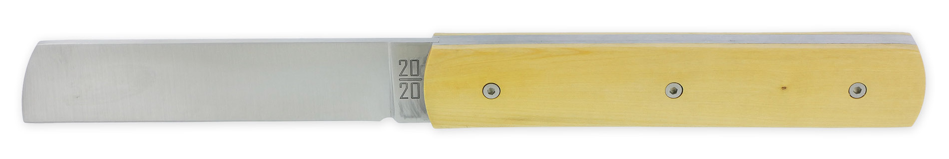 Le 20/20 Couteau Pliant Plein Manche Buis 11cm Ressort Lisse Personnalisable Finition Brossée