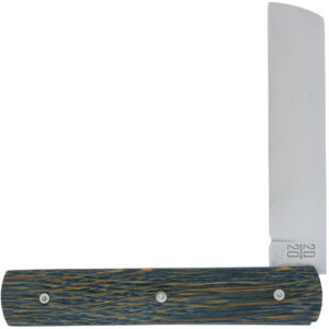 Le 20/20 Couteau Pliant Plein Manche Genévrier Stabilisé Teinté Bleu 11cm Ressort Lisse Personnalisable