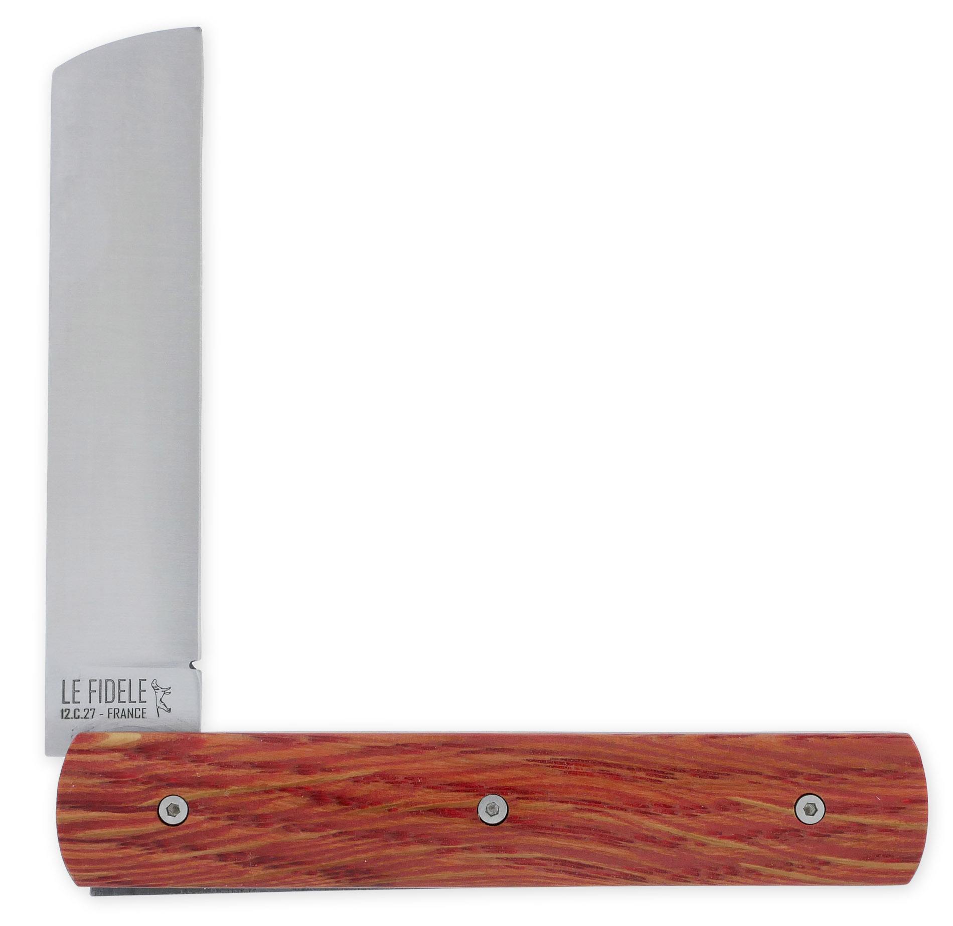 Le 20/20 Couteau Pliant Plein Manche Chêne Stabilisé Teinté Rouge 11cm Ressort Lisse Personnalisable