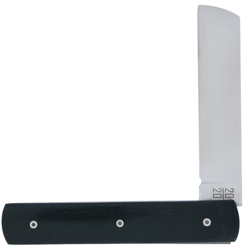 Le 20/20 Couteau Pliant Plein Manche Ebène 11cm Ressort Lisse Personnalisable Finition Brossée