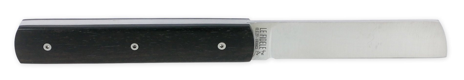 Le 20/20 Couteau Pliant Plein Manche Ebène 11cm Ressort Lisse Personnalisable Finition Brossée