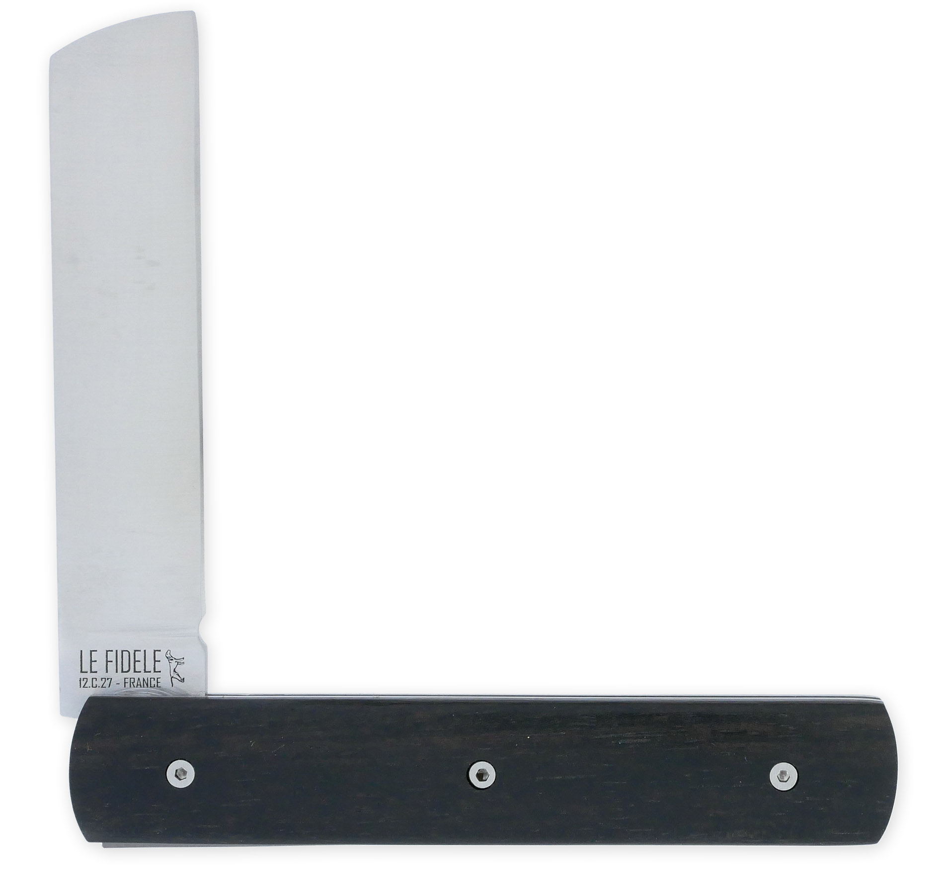 Le 20/20 Couteau Pliant Plein Manche Ebène 11cm Ressort Lisse Personnalisable Finition Brossée