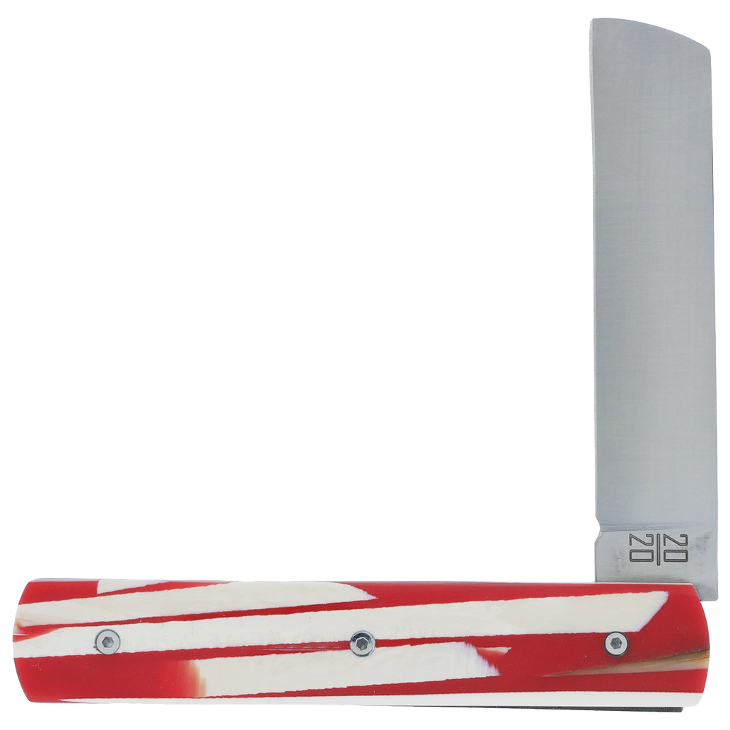 Le 20/20 Couteau Pliant Plein Manche en Eclats de Mammouth et Résine Rouge 11cm Ressort Lisse Personnalisable