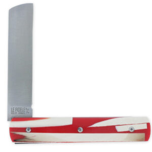 Le 20/20 Couteau Pliant Plein Manche en Eclats de Mammouth et Résine Rouge 11cm Ressort Lisse Personnalisable