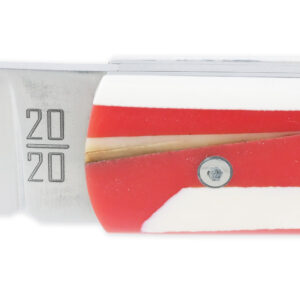 Le 20/20 Couteau Pliant Plein Manche en Eclats de Mammouth et Résine Rouge 11cm Ressort Lisse Personnalisable
