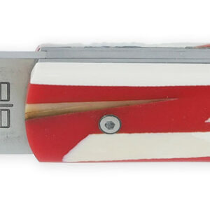Le 20/20 Couteau Pliant Plein Manche en Eclats de Mammouth et Résine Rouge 11cm Ressort Lisse Personnalisable