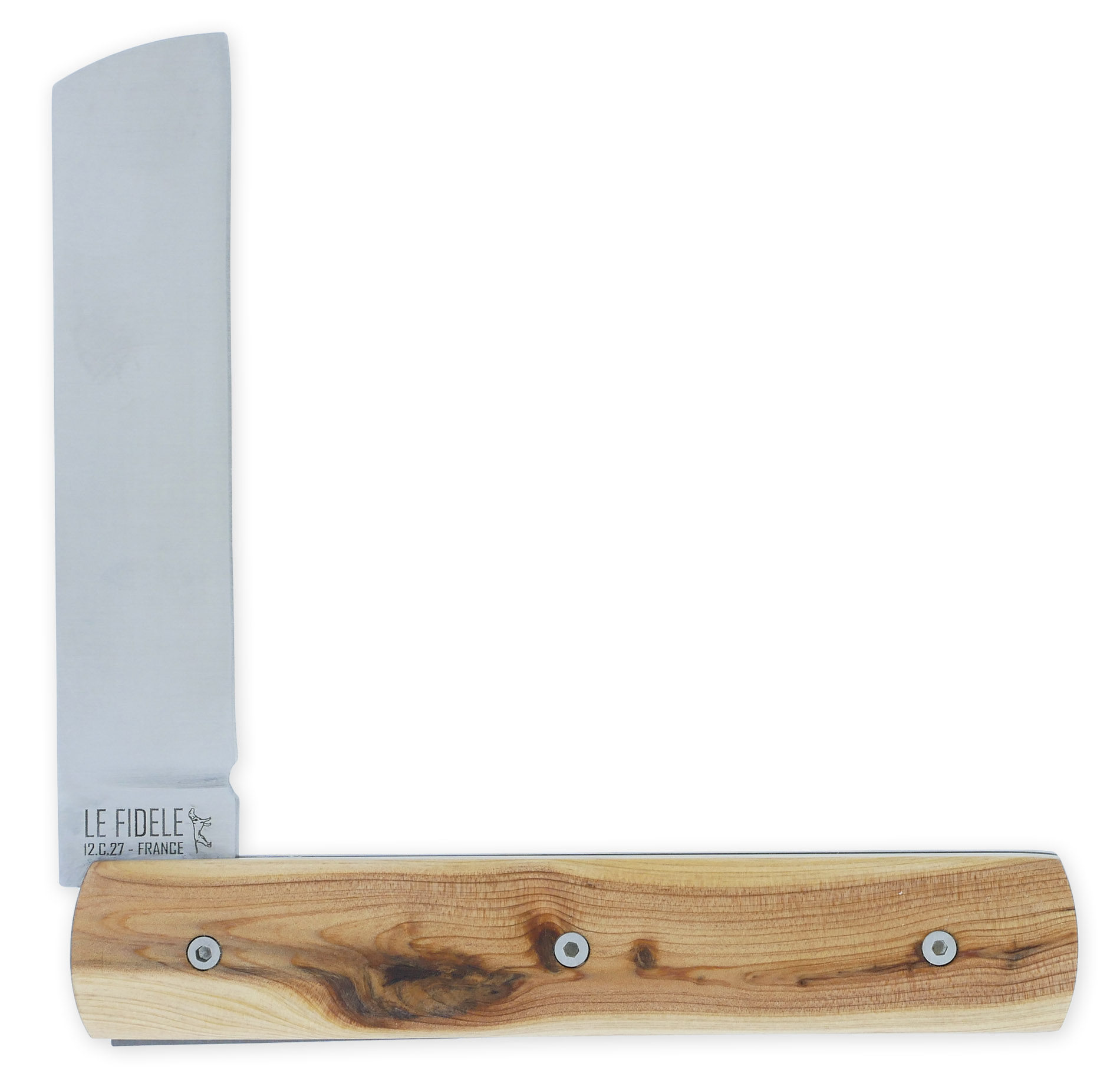Le 20/20 Couteau Pliant Plein Manche Genévrier 11cm Ressort Lisse Personnalisable Finition Brossée