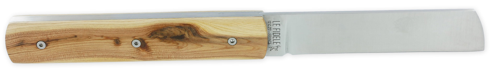 Le 20/20 Couteau Pliant Plein Manche Genévrier 11cm Ressort Lisse Personnalisable Finition Brossée