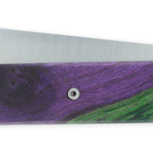 Le 20/20 Couteau Pliant Plein Manche Loupe de Peuplier Stabilisé Teinté Vert et Mauve 11cm Ressort Lisse Personnalisable