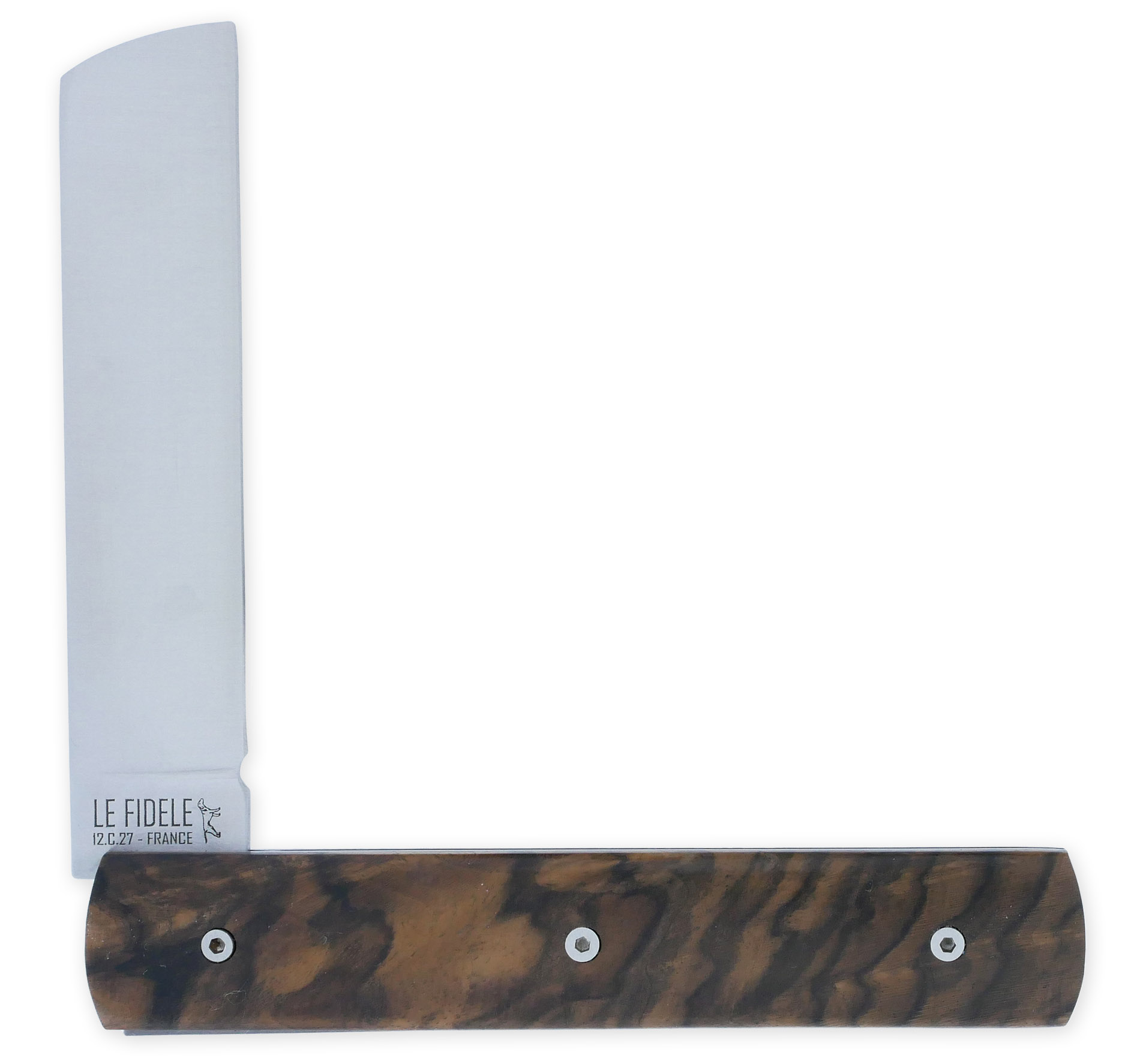 Le 20/20 Couteau Pliant Plein Manche Noyer 11cm Ressort Lisse Personnalisable Finition Brossée