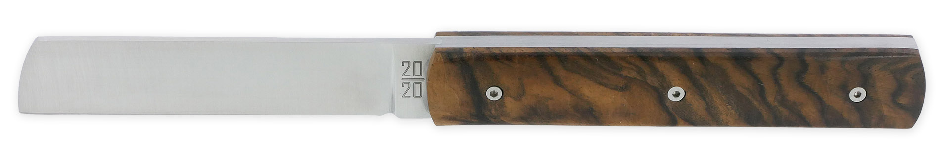 Le 20/20 Couteau Pliant Plein Manche Noyer 11cm Ressort Lisse Personnalisable Finition Brossée