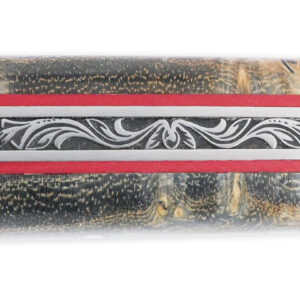 Couteau Prestige Laguiole en Aubrac 1 Pièce 12 cm Plein Manche en Loupe de Platane Gris Ressorts et Platines Guillochées à la main Entretoises Rouge Mouche Stylisée Lame Damas