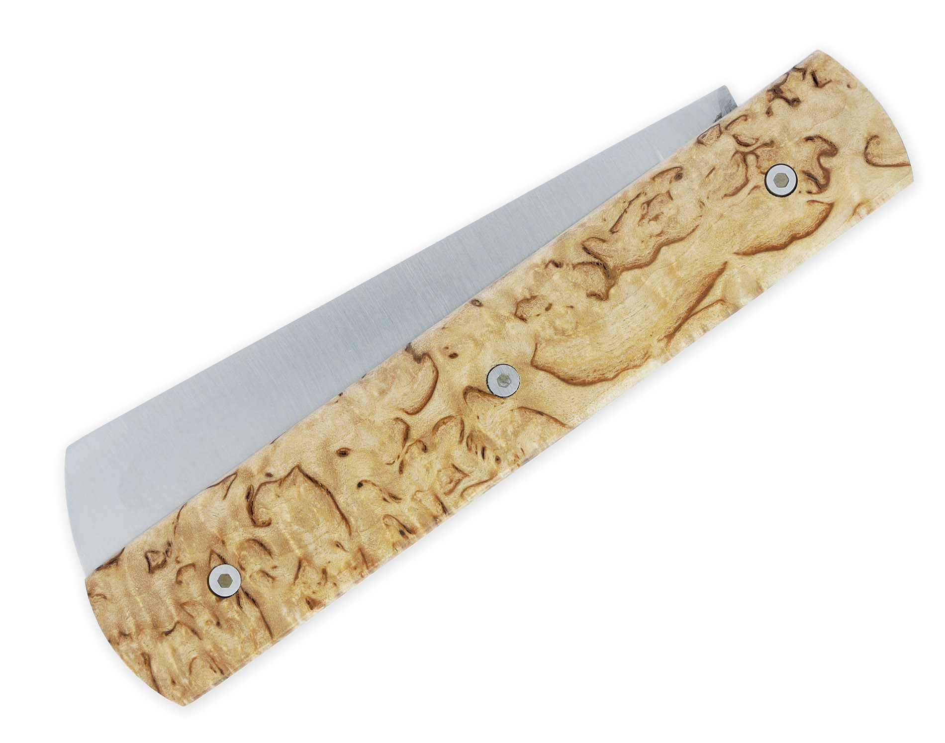 Le 20/20 Couteau Pliant Plein Manche Bouleau 11cm Ressort Lisse Personnalisable Finition Brossée