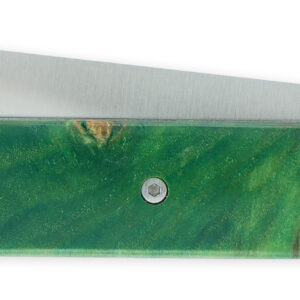 Le 20/20 Couteau Pliant Plein Manche Loupe de Peuplier Stabilisé Teinté Vert 11cm Ressort Lisse Personnalisable