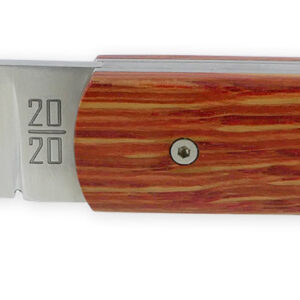 Le 20/20 Couteau Pliant Plein Manche Chêne Stabilisé Teinté Rouge 11cm Ressort Lisse Personnalisable