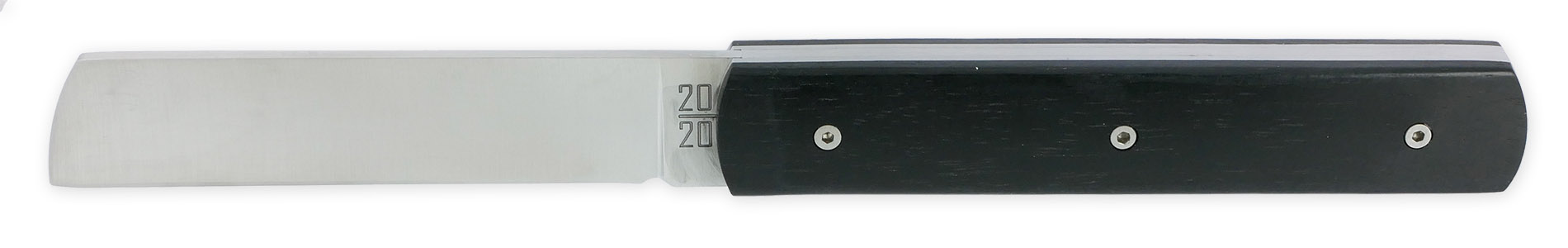 Le 20/20 Couteau Pliant Plein Manche Ebène 11cm Ressort Lisse Personnalisable Finition Brossée
