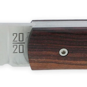 Le 20/20 Couteau Pliant Plein Manche Bois de Violette 11cm Ressort Lisse Personnalisable Finition Brossée