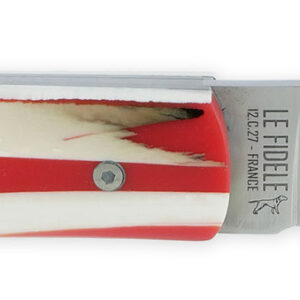 Le 20/20 Couteau Pliant Plein Manche en Eclats de Mammouth et Résine Rouge 11cm Ressort Lisse Personnalisable